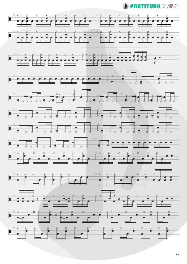 Partitura de musica de Bateria - Metal Icarus | Angra | Fireworks 1998 - pag 3