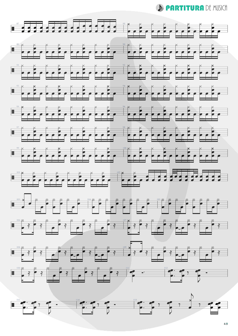 Partitura de musica de Bateria - Metal Icarus | Angra | Fireworks 1998 - pag 4