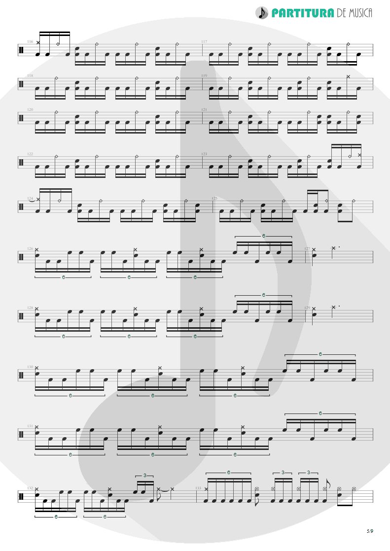 Partitura de musica de Bateria - Metal Icarus | Angra | Fireworks 1998 - pag 5