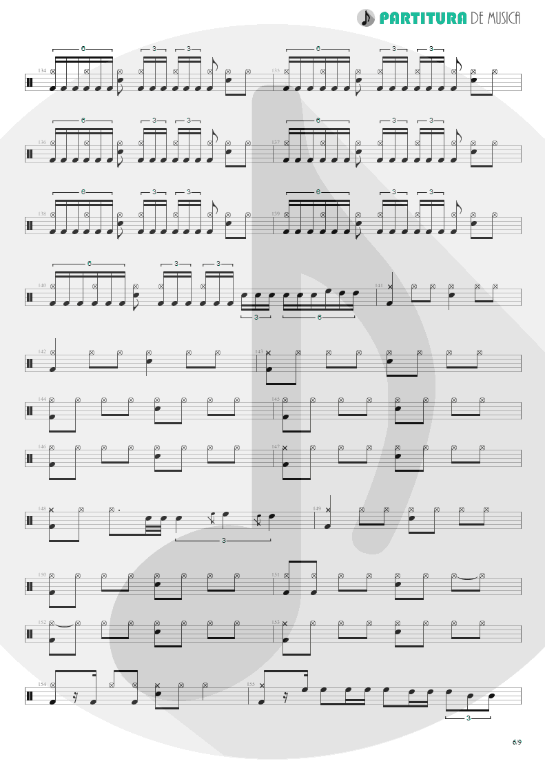 Partitura de musica de Bateria - Metal Icarus | Angra | Fireworks 1998 - pag 6