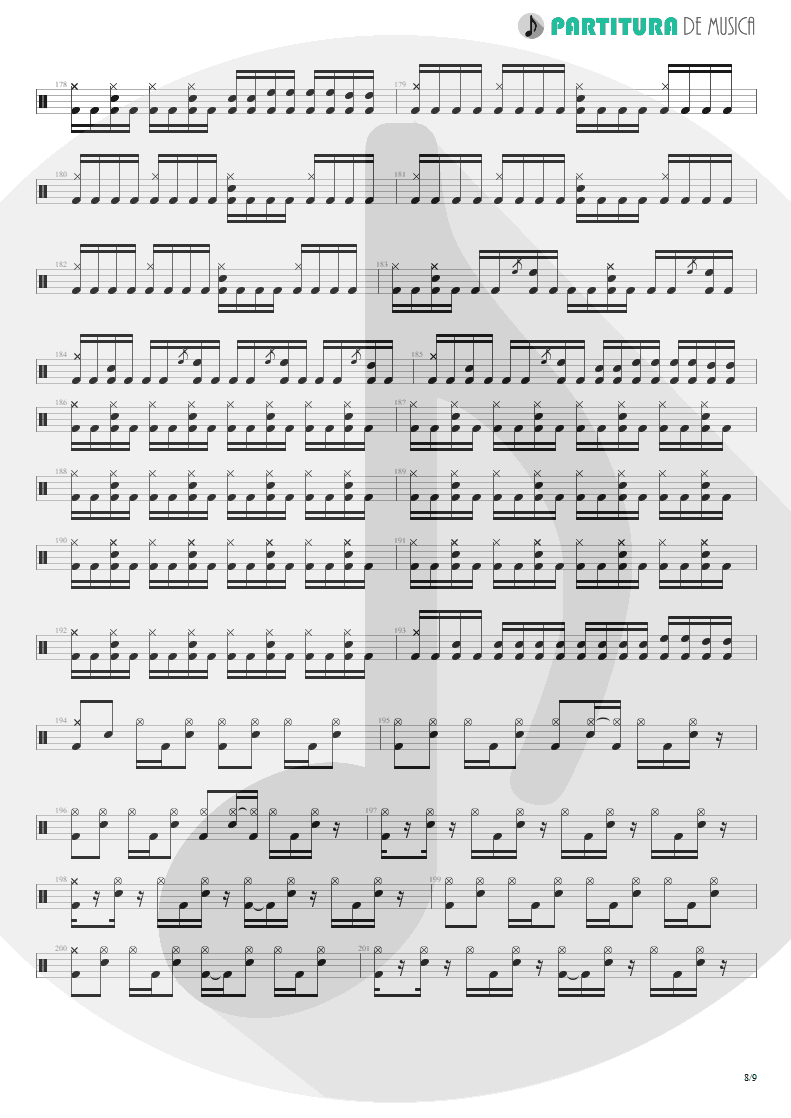 Partitura de musica de Bateria - Metal Icarus | Angra | Fireworks 1998 - pag 8