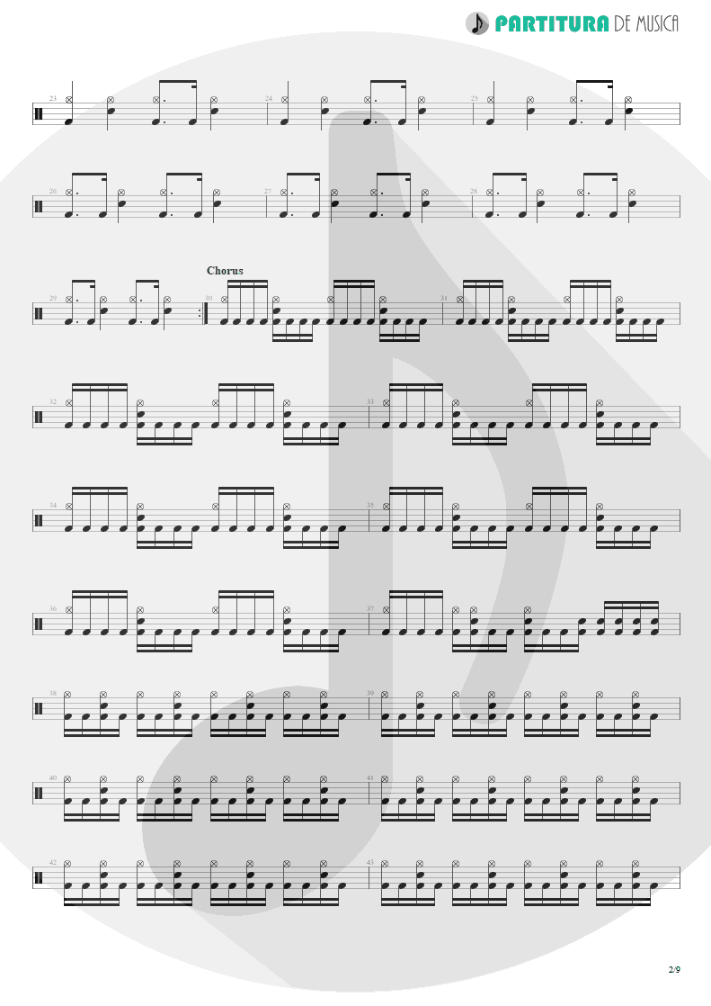 Partitura de musica de Bateria - Speed | Angra | Fireworks 1998 - pag 2