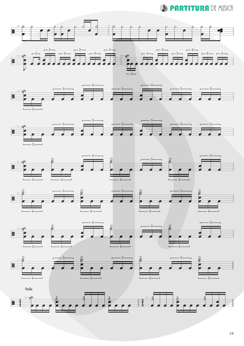 Partitura de musica de Bateria - Speed | Angra | Fireworks 1998 - pag 5