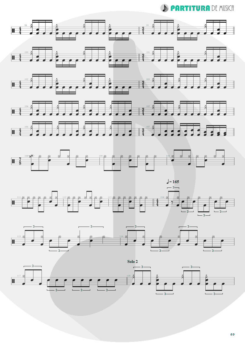 Partitura de musica de Bateria - Speed | Angra | Fireworks 1998 - pag 6