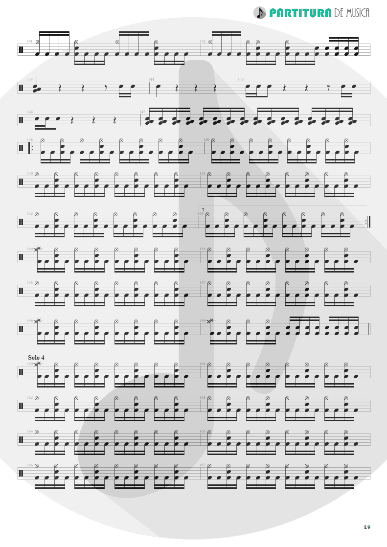 Partitura de musica de Bateria - Speed | Angra | Fireworks 1998 - pag 8