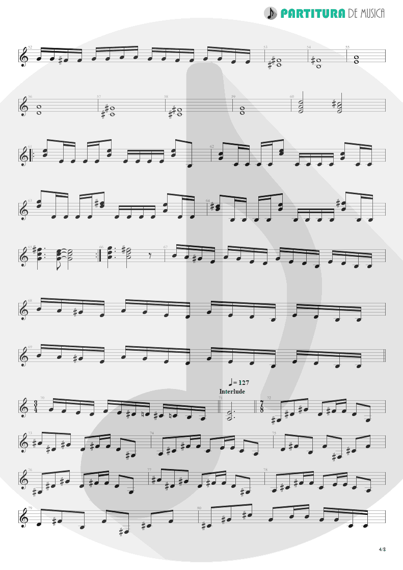 Partitura de musica de Guitarra Elétrica - Speed | Angra | Fireworks 1998 - pag 4