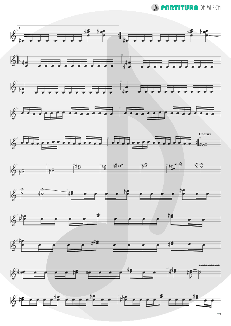 Partitura de musica de Guitarra Elétrica - Speed | Angra | Fireworks 1998 - pag 2