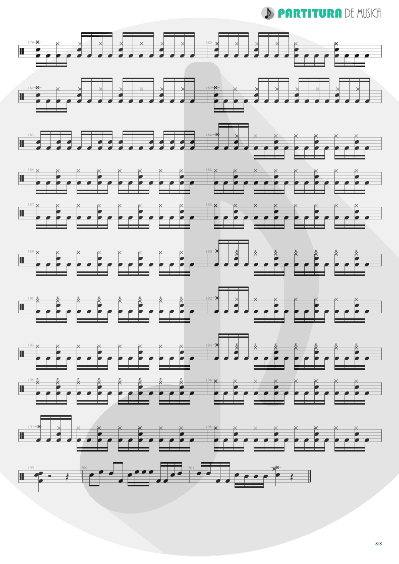 Partitura de musica de Bateria - Nova Era | Angra | Rebirth 2001 - pag 8