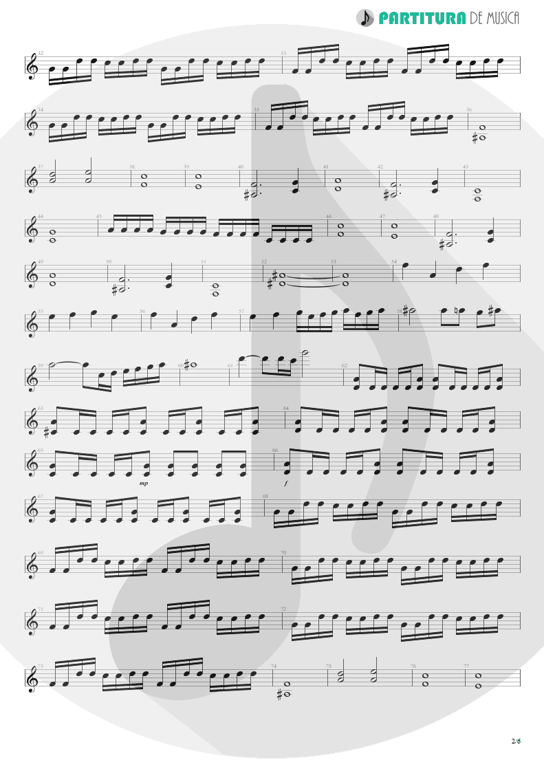 Partitura de musica de Guitarra Elétrica - Nova Era | Angra | Rebirth 2001 - pag 2