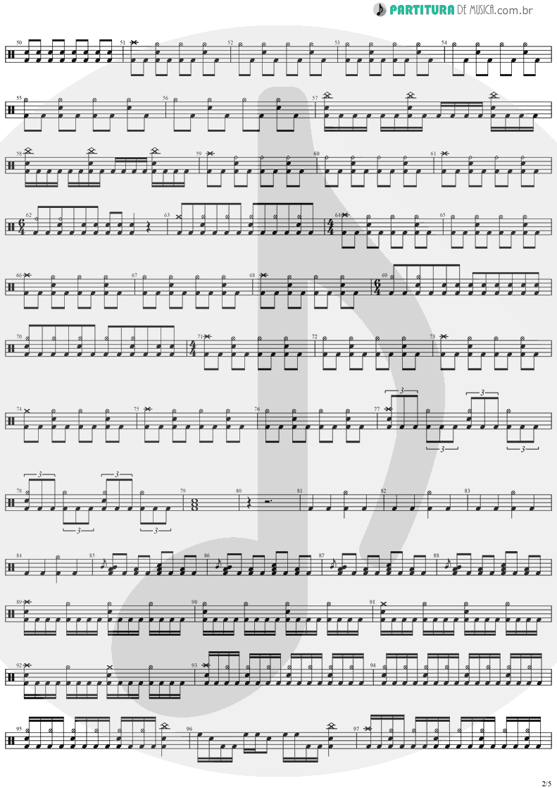 Partitura de musica de Bateria - Angels And Demons | Angra | Temple of Shadows 2004 - pag 2