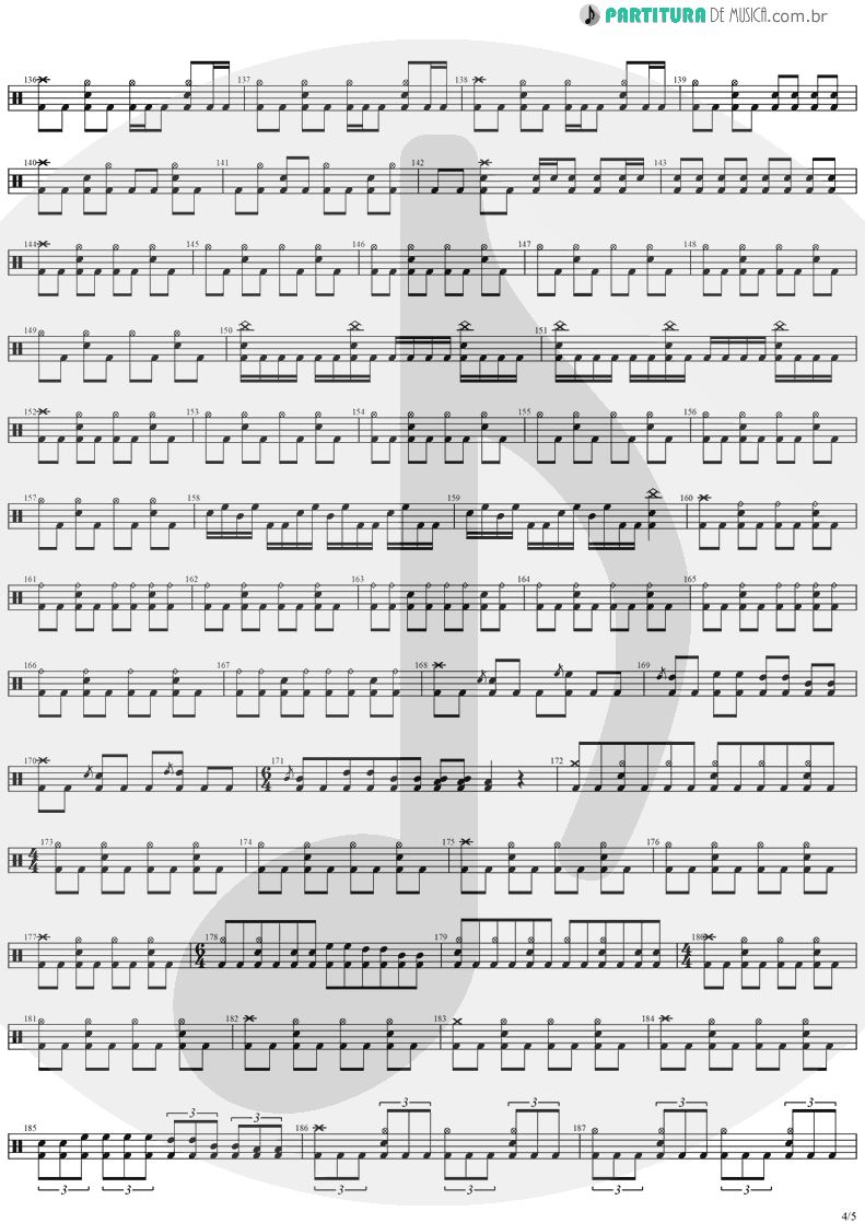 Partitura de musica de Bateria - Angels And Demons | Angra | Temple of Shadows 2004 - pag 4