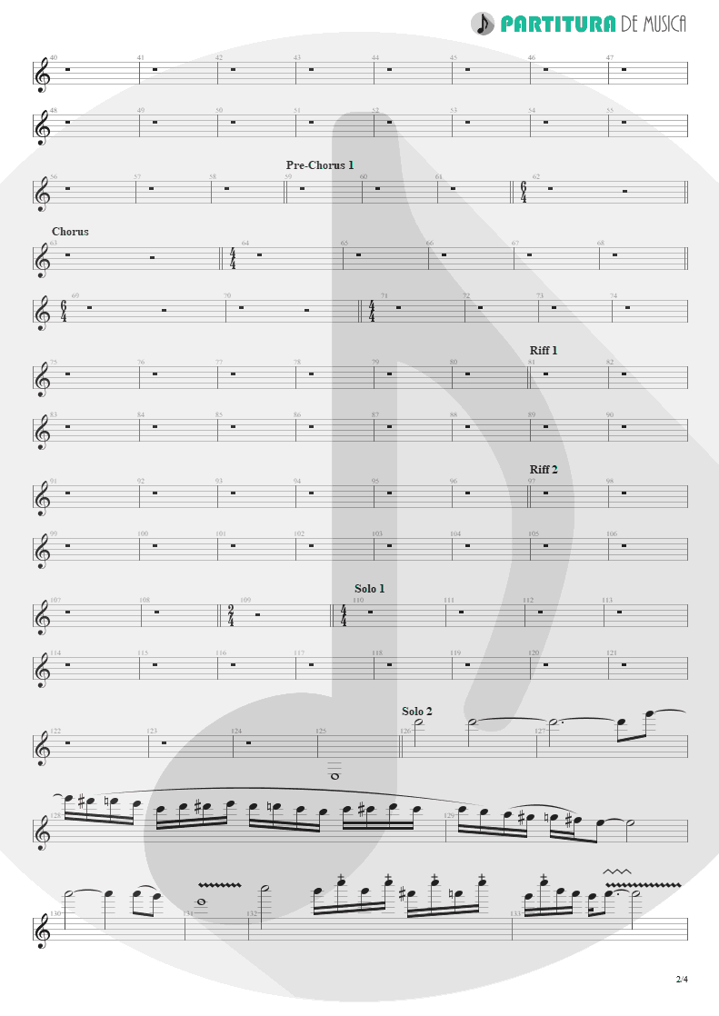 Partitura de musica de Guitarra Elétrica - Angels And Demons | Angra | Temple of Shadows 2004 - pag 2