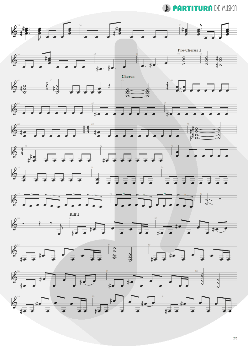 Partitura de musica de Guitarra Elétrica - Angels And Demons | Angra | Temple of Shadows 2004 - pag 2
