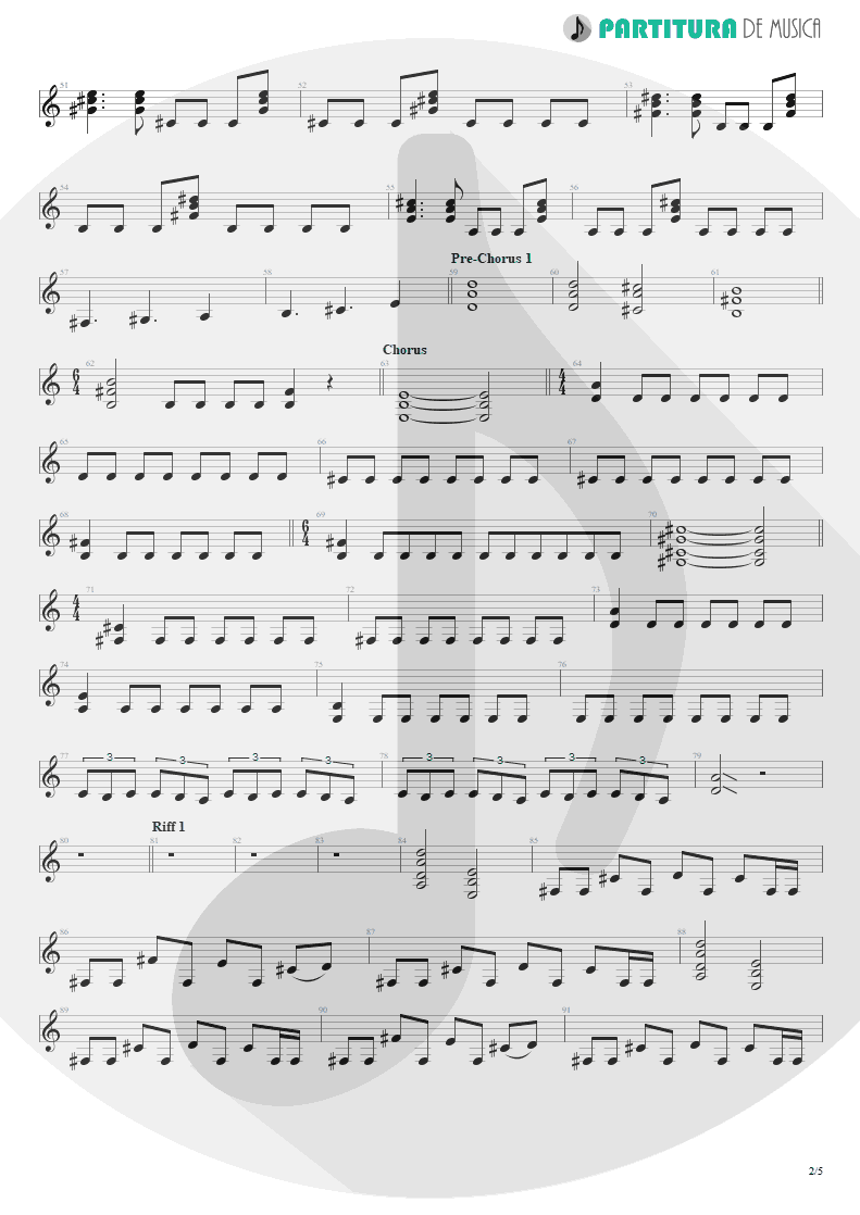 Partitura de musica de Guitarra Elétrica - Angels And Demons | Angra | Temple of Shadows 2004 - pag 2