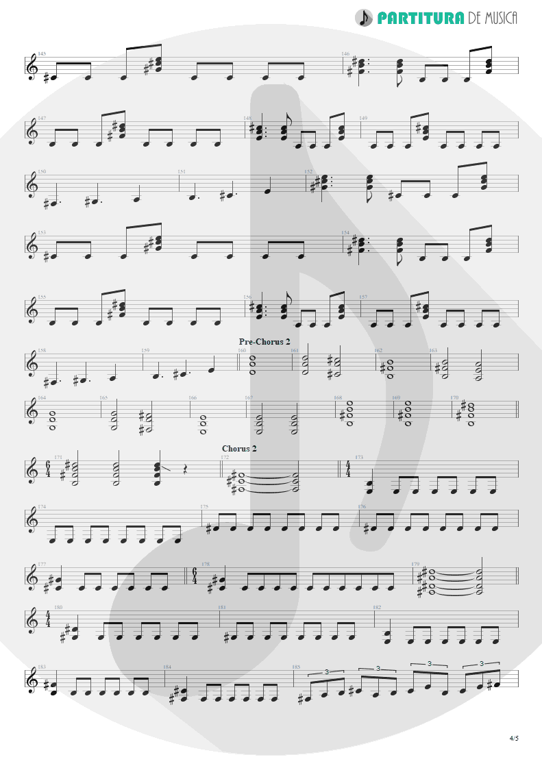 Partitura de musica de Guitarra Elétrica - Angels And Demons | Angra | Temple of Shadows 2004 - pag 4