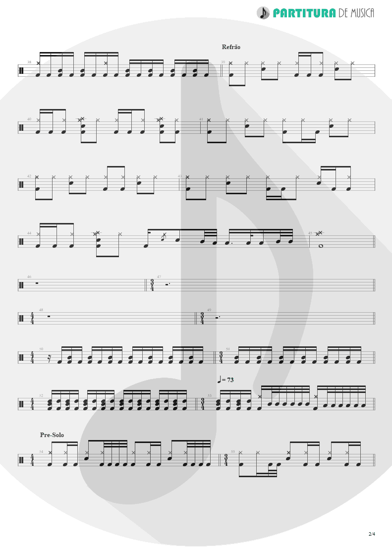 Partitura de musica de Bateria - Late Redemption | Angra | Temple of Shadows 2004 - pag 2