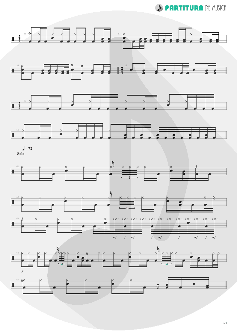 Partitura de musica de Bateria - Late Redemption | Angra | Temple of Shadows 2004 - pag 3