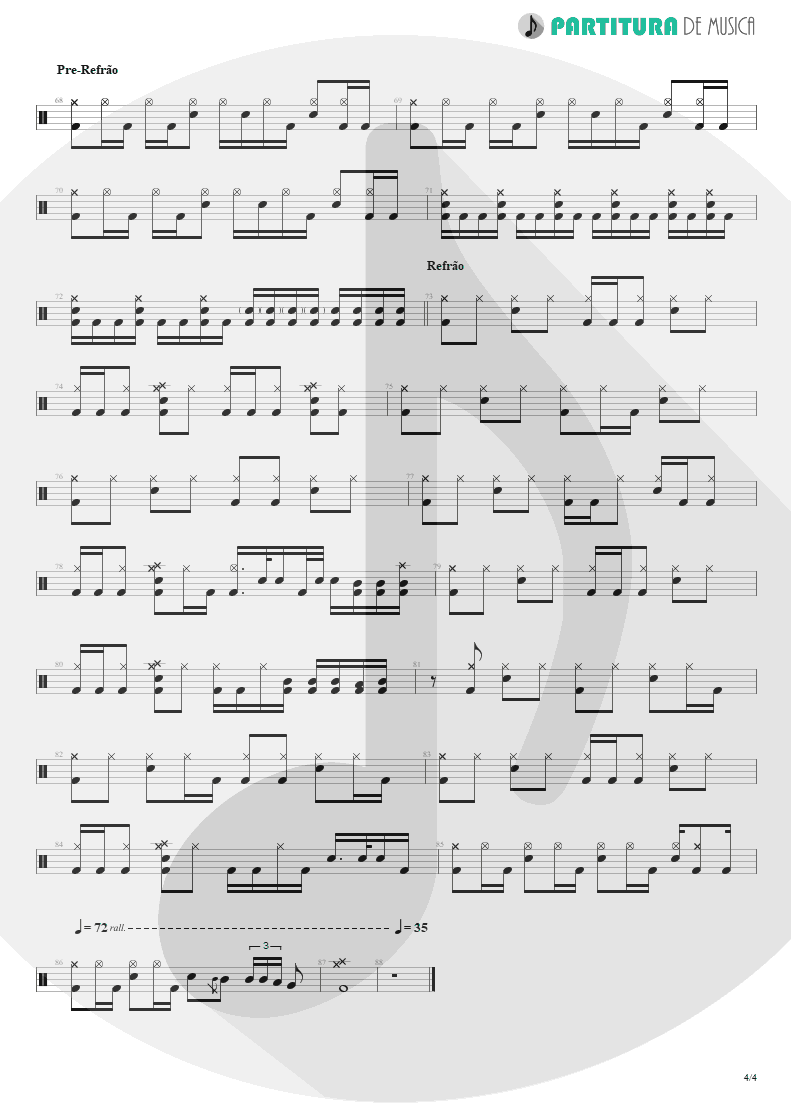 Partitura de musica de Bateria - Late Redemption | Angra | Temple of Shadows 2004 - pag 4