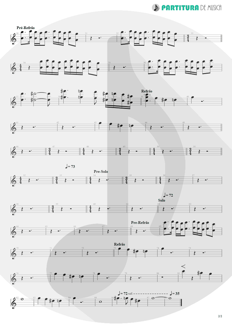 Partitura de musica de Canto - Late Redemption | Angra | Temple of Shadows 2004 - pag 2