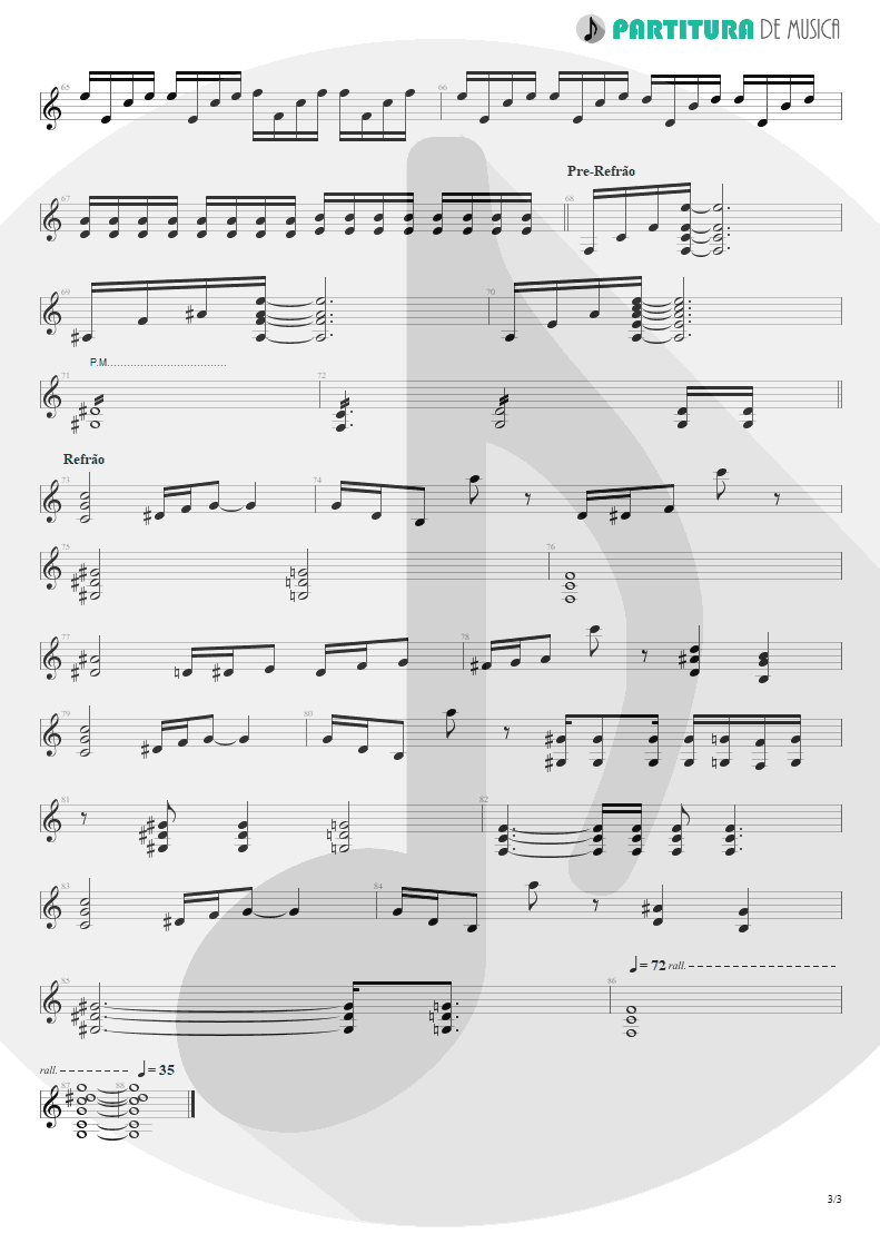 Partitura de musica de Guitarra Elétrica - Late Redemption | Angra | Temple of Shadows 2004 - pag 3