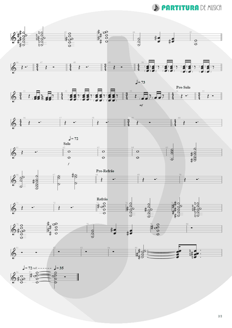 Partitura de musica de Teclado - Late Redemption | Angra | Temple of Shadows 2004 - pag 2