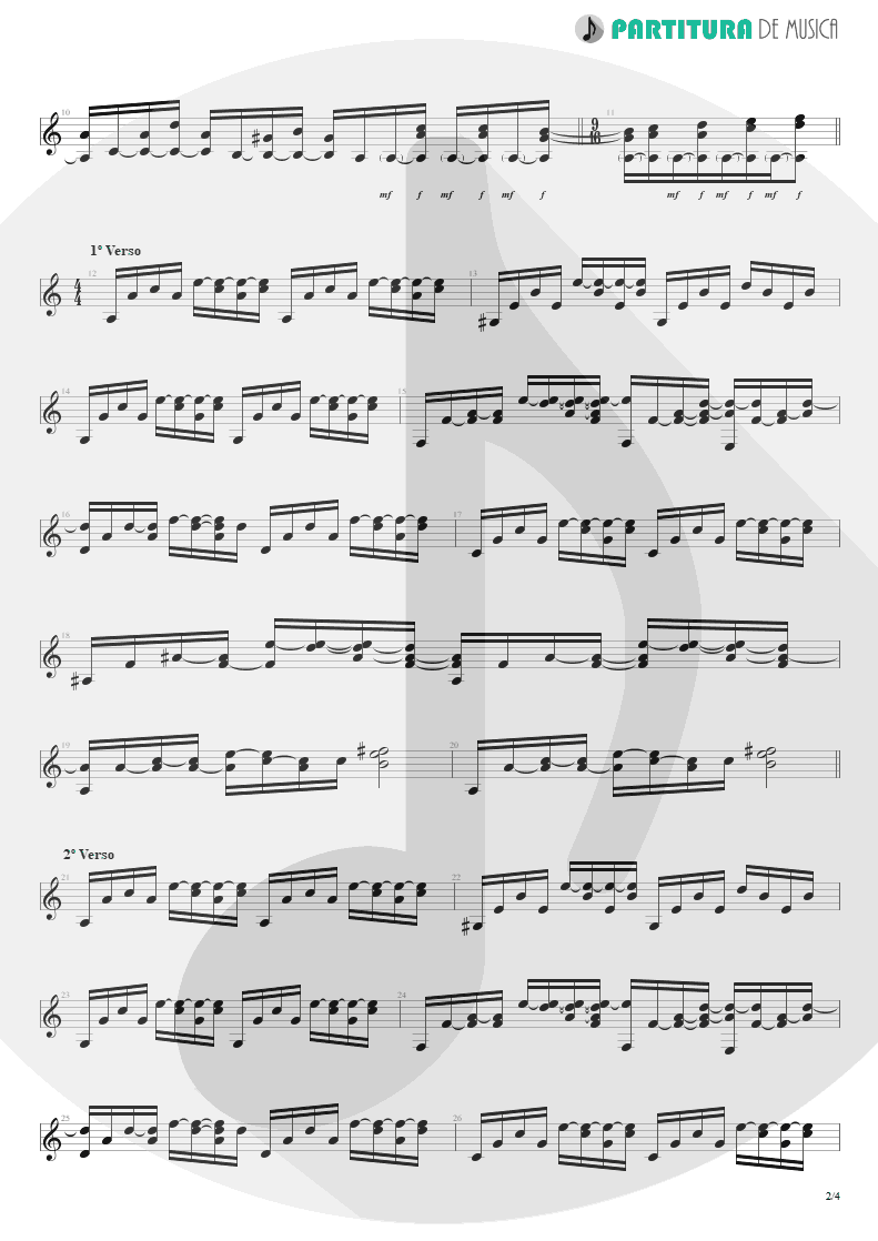 Partitura de musica de Violão - Late Redemption | Angra | Temple of Shadows 2004 - pag 2