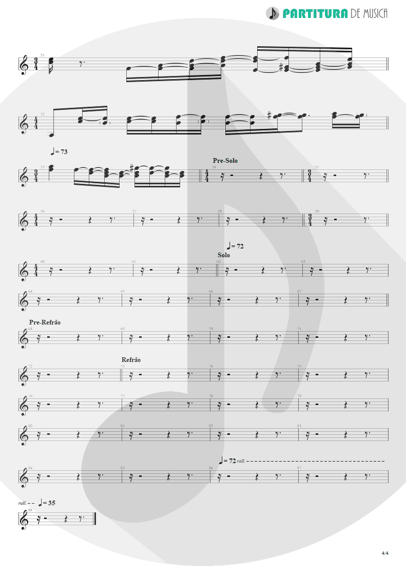 Partitura de musica de Violão - Late Redemption | Angra | Temple of Shadows 2004 - pag 4