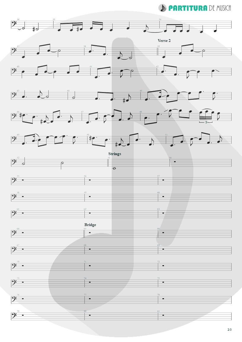 Partitura de musica de Baixo Elétrico - No Pain For The Dead | Angra | Temple of Shadows 2004 - pag 2