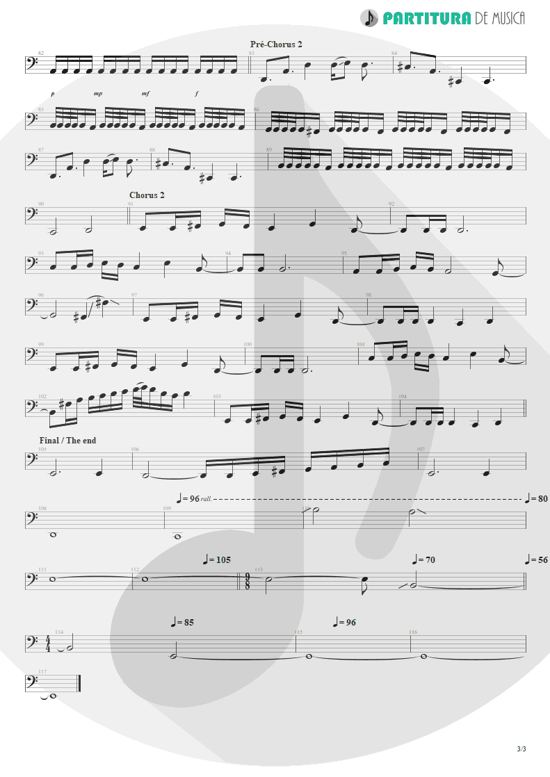 Partitura de musica de Baixo Elétrico - No Pain For The Dead | Angra | Temple of Shadows 2004 - pag 3