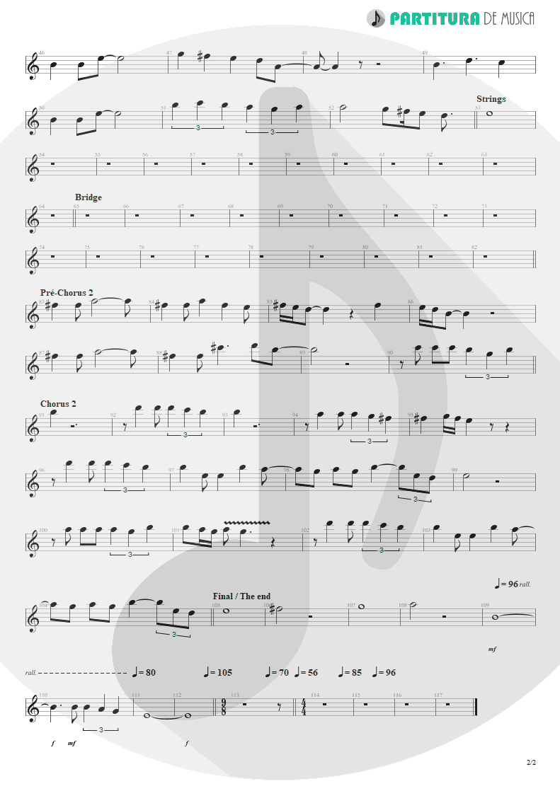 Partitura de musica de Canto - No Pain For The Dead | Angra | Temple of Shadows 2004 - pag 2