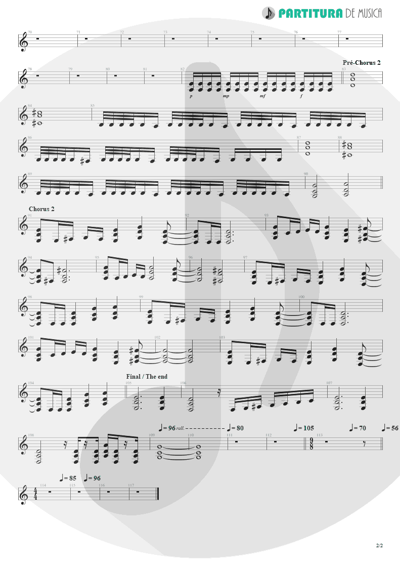 Partitura de musica de Guitarra Elétrica - No Pain For The Dead | Angra | Temple of Shadows 2004 - pag 2