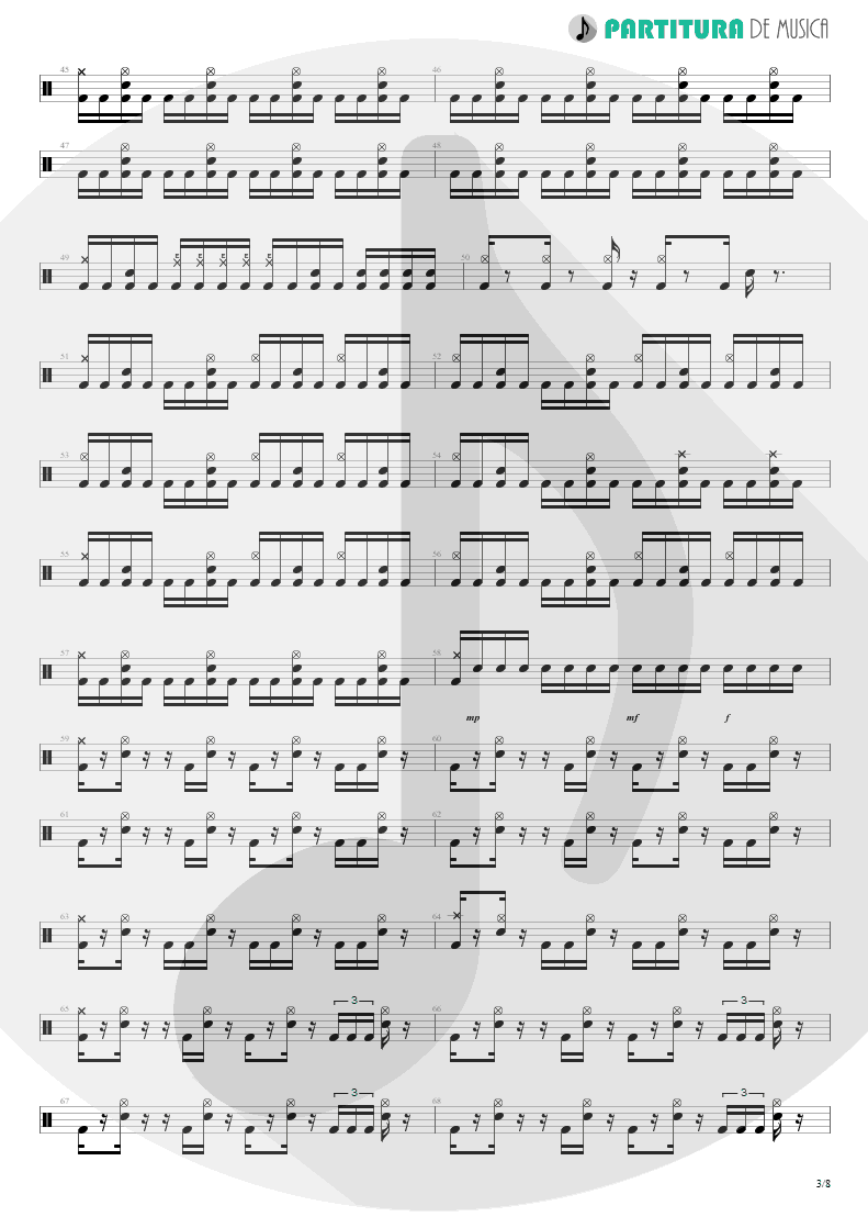Partitura de musica de Bateria - Spread Your Fire | Angra | Temple of Shadows 2004 - pag 3