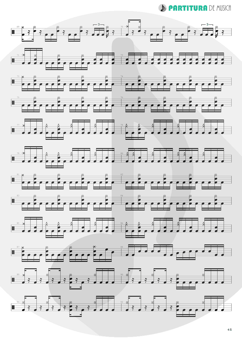 Partitura de musica de Bateria - Spread Your Fire | Angra | Temple of Shadows 2004 - pag 4
