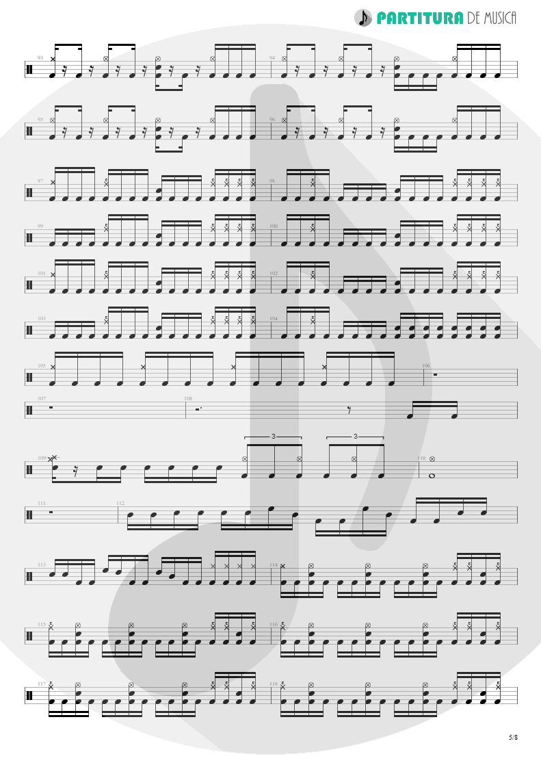 Partitura de musica de Bateria - Spread Your Fire | Angra | Temple of Shadows 2004 - pag 5