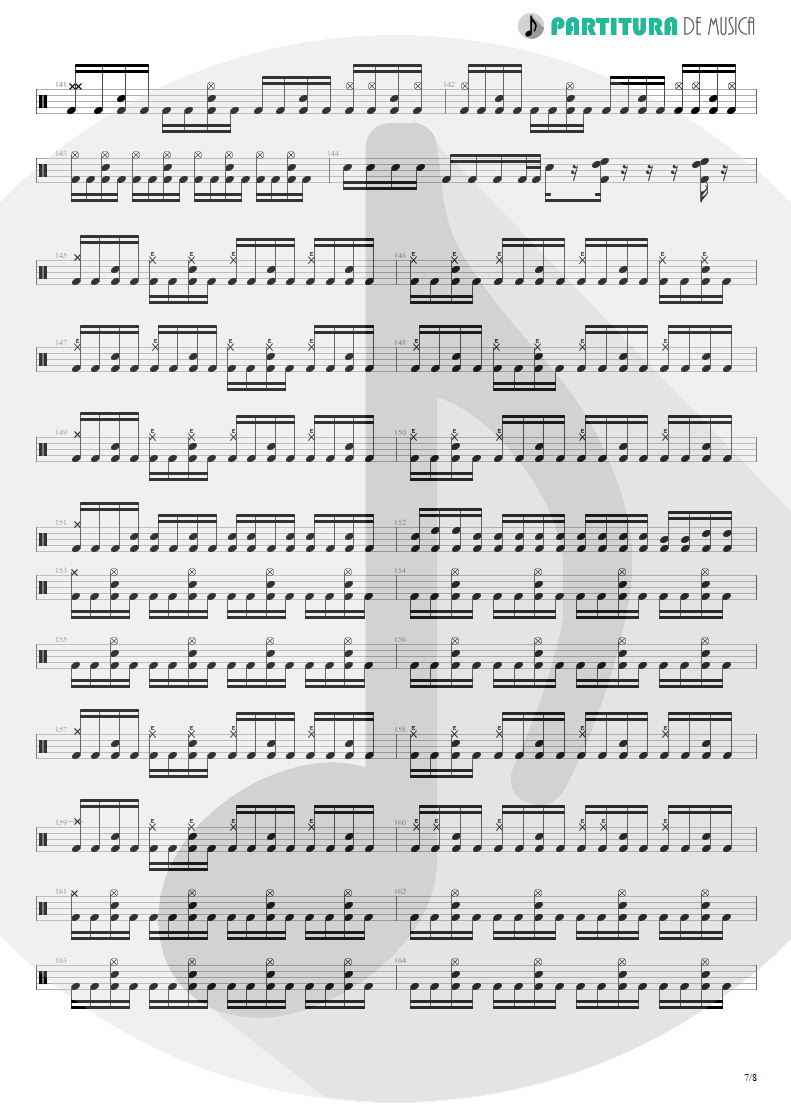 Partitura de musica de Bateria - Spread Your Fire | Angra | Temple of Shadows 2004 - pag 7