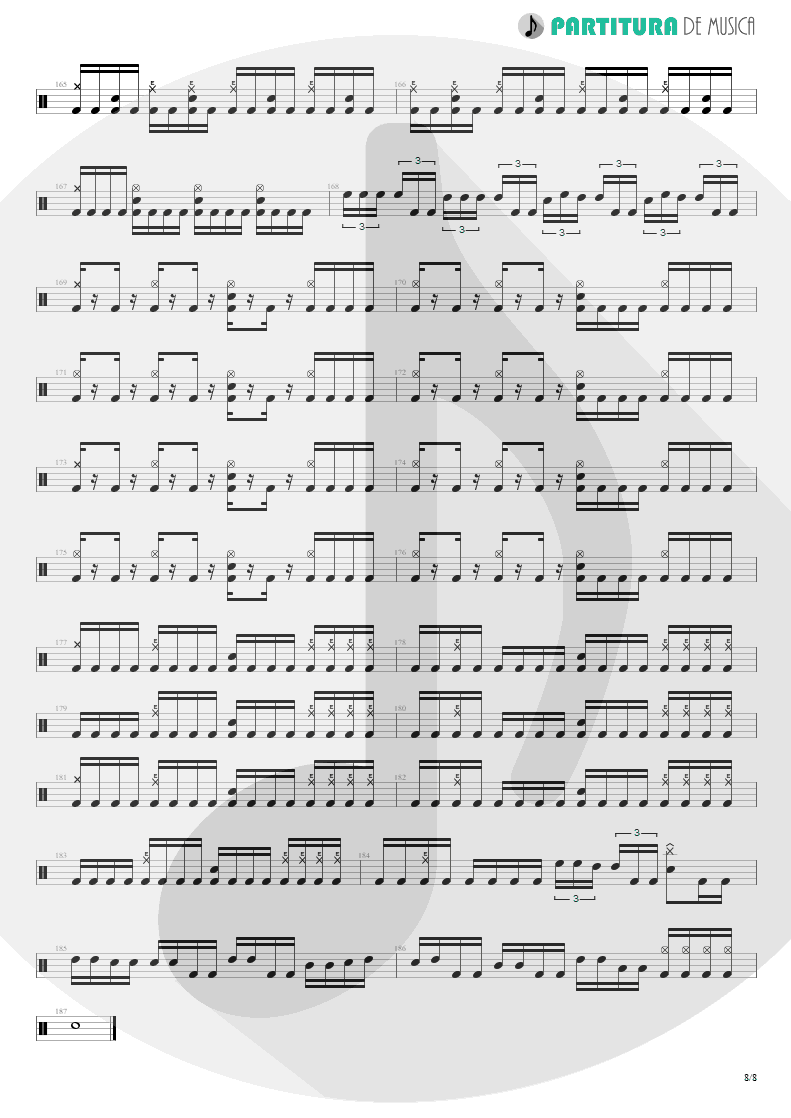 Partitura de musica de Bateria - Spread Your Fire | Angra | Temple of Shadows 2004 - pag 8
