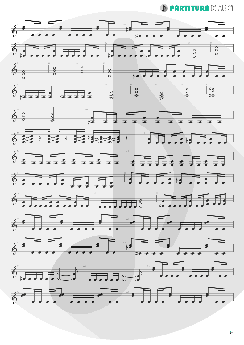 Partitura de musica de Guitarra Elétrica - Spread Your Fire | Angra | Temple of Shadows 2004 - pag 2