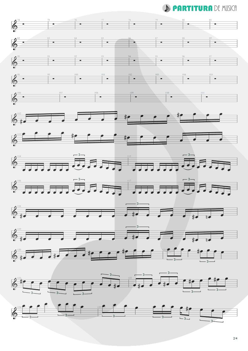 Partitura de musica de Guitarra Elétrica - Spread Your Fire | Angra | Temple of Shadows 2004 - pag 2