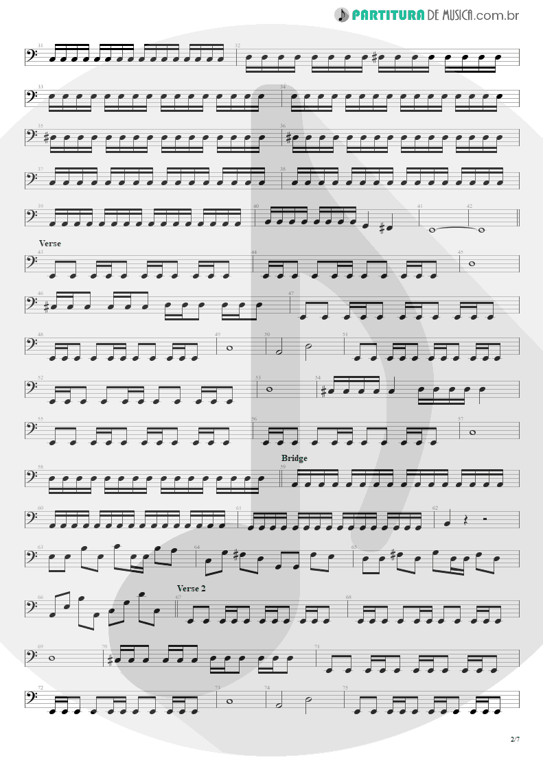 Partitura de musica de Baixo Elétrico - The Temple Of Hate | Angra | Temple of Shadows 2004 - pag 2