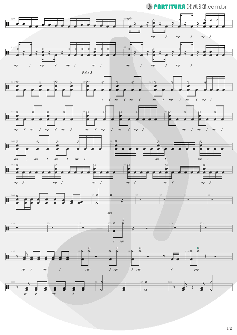 Partitura de musica de Bateria - The Temple Of Hate | Angra | Temple of Shadows 2004 - pag 8