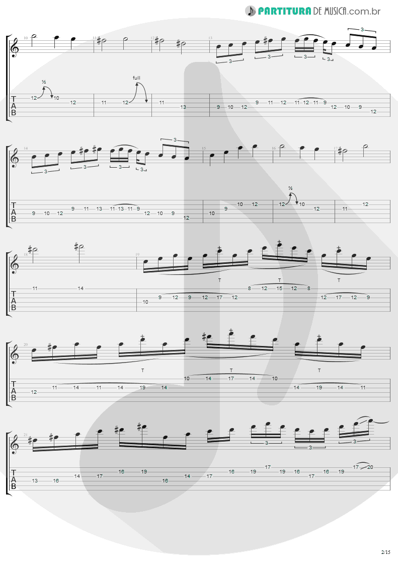 Tablatura + Partitura de musica de Guitarra Elétrica - The Temple Of Hate | Angra | Temple of Shadows 2004 - pag 2