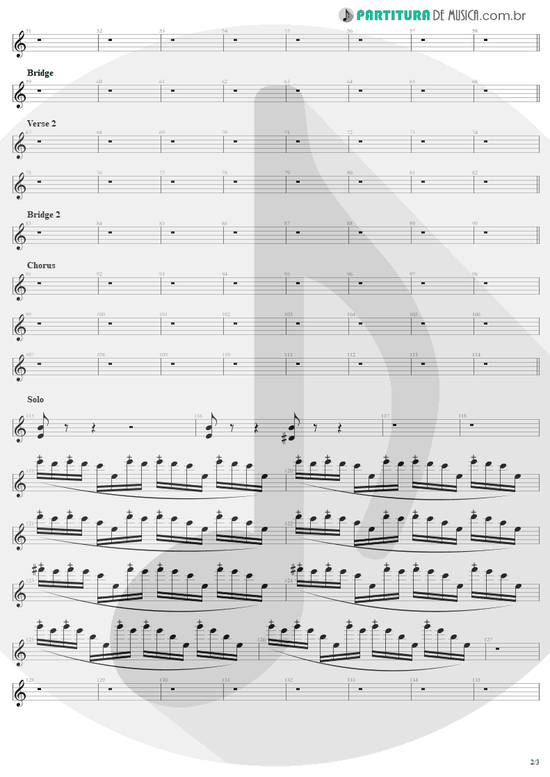 Partitura de musica de Guitarra Elétrica - The Temple Of Hate | Angra | Temple of Shadows 2004 - pag 2