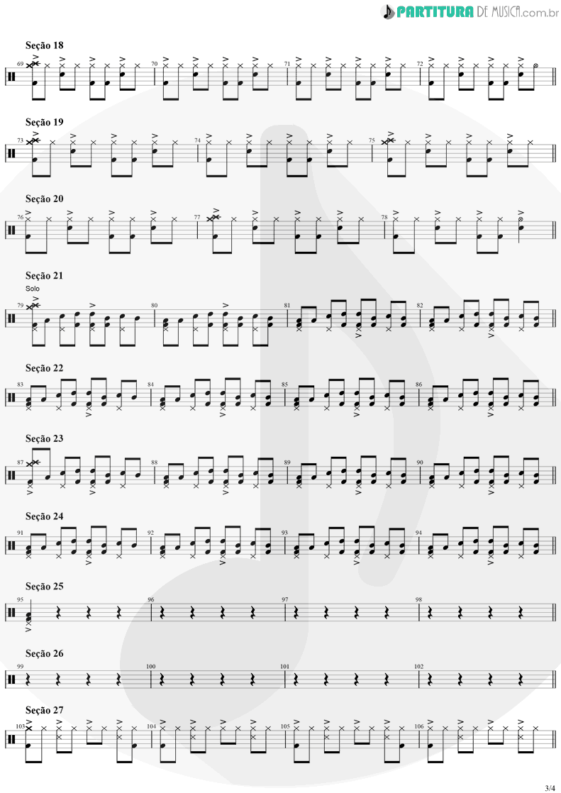 Partitura de musica de Bateria - Like A Stone | Audioslave | Audioslave 2003 - pag 3