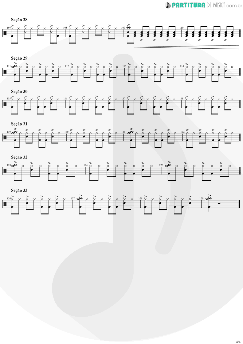 Partitura de musica de Bateria - Like A Stone | Audioslave | Audioslave 2003 - pag 4