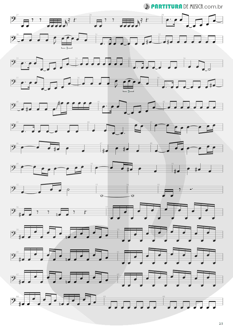 Partitura de musica de Baixo Elétrico - Unholy Confessions | Avenged Sevenfold | Waking the Fallen 2003 - pag 2