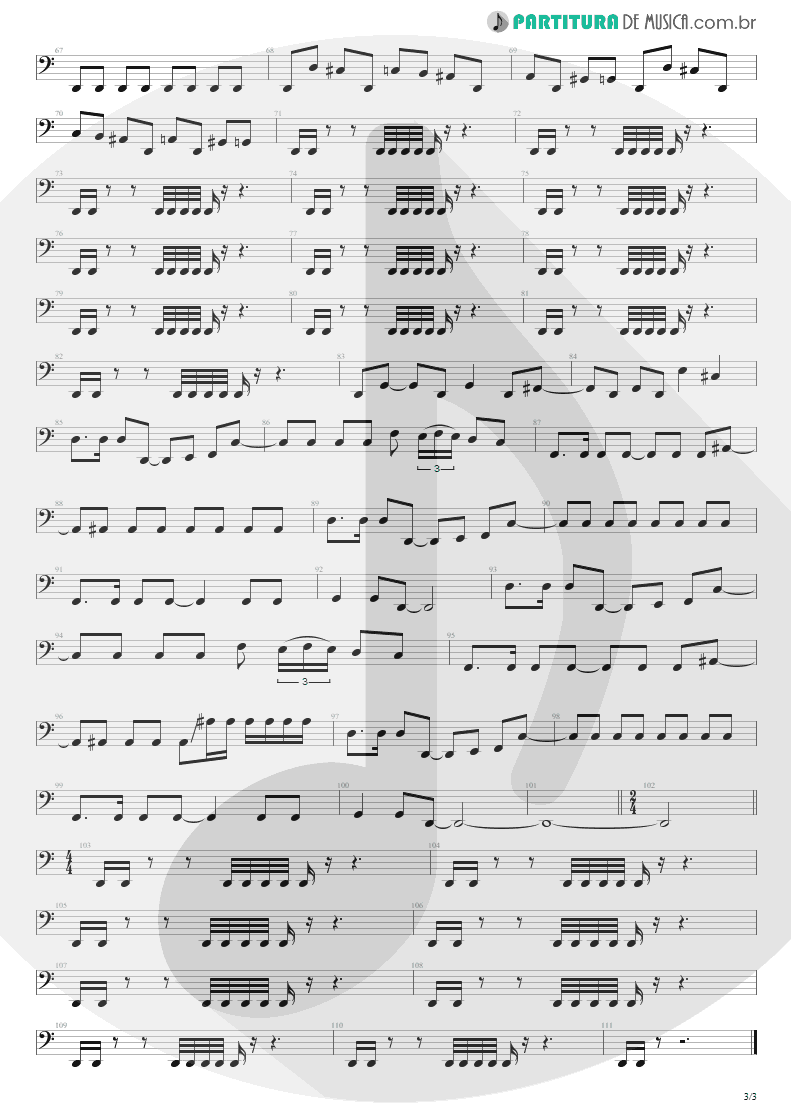 Partitura de musica de Baixo Elétrico - Unholy Confessions | Avenged Sevenfold | Waking the Fallen 2003 - pag 3