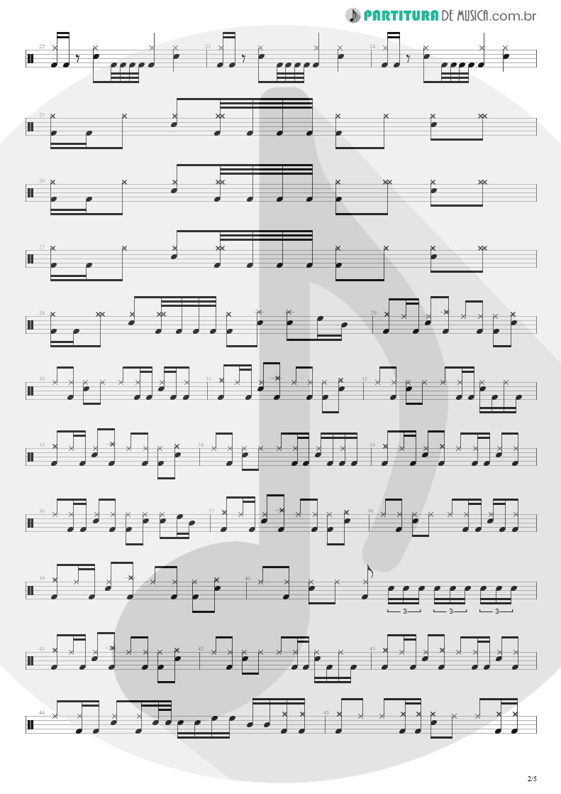 Partitura de musica de Bateria - Unholy Confessions | Avenged Sevenfold | Waking the Fallen 2003 - pag 2