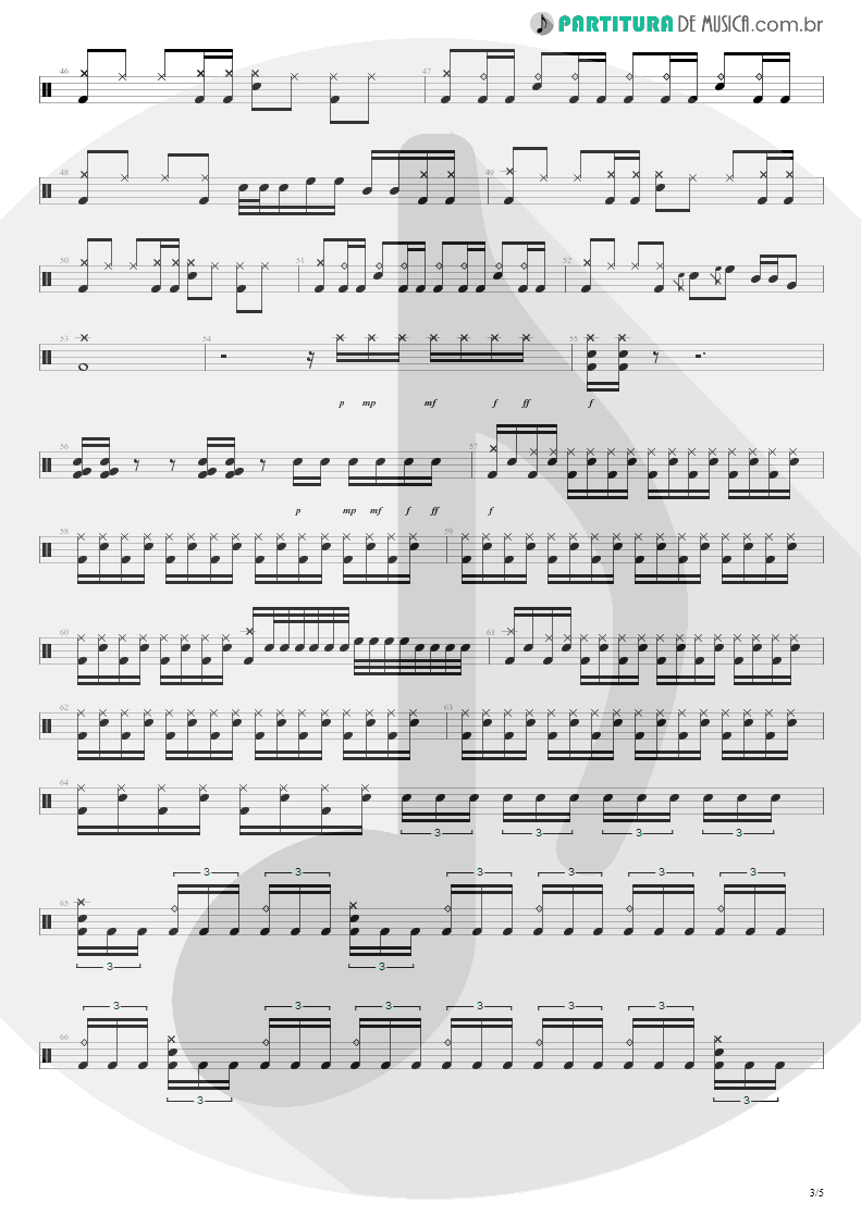 Partitura de musica de Bateria - Unholy Confessions | Avenged Sevenfold | Waking the Fallen 2003 - pag 3