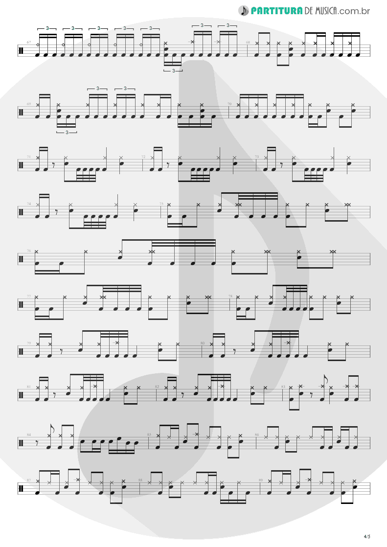 Partitura de musica de Bateria - Unholy Confessions | Avenged Sevenfold | Waking the Fallen 2003 - pag 4