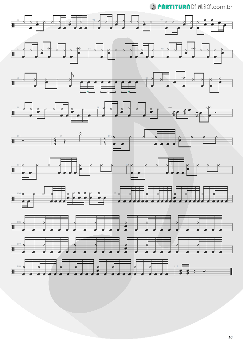 Partitura de musica de Bateria - Unholy Confessions | Avenged Sevenfold | Waking the Fallen 2003 - pag 5